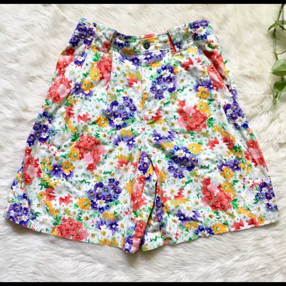 VINTAGE liz claiborne floral high rise shorts